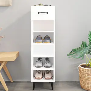 Berkfield Shoe Cabinet White 30x35x105 cm Engineered Wood