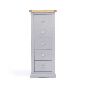 Rocca 5 Drawer Narrow Chest of Drawers Chrome Knob