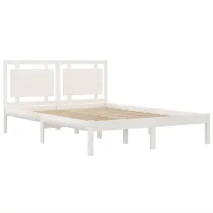 Berkfield Bed Frame White Solid Wood 200x200 cm