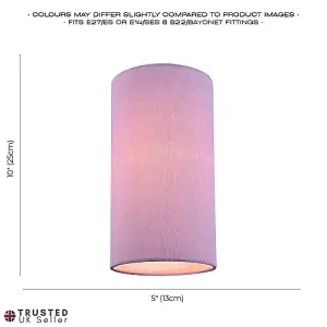 Contemporary and Stylish Soft Lilac Linen Fabric Tall Cylindrical Lampshade