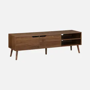 sweeek. Walnut wood-effect TV stand Nepal Walnut wood-effect 160x40x50 cm