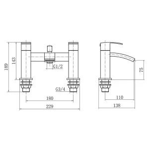 Rinse Bathrooms Bath Shower Tap Bathroom Waterfall Double Handle Mixer Monobloc Tap with Handheld Shower