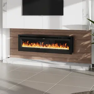 Electrical Fireplace with Remote Control and 12 Vibrant Flame Colours in Black, Size 60in