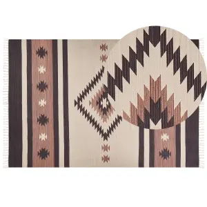 Cotton Kilim Rug 200 x 300 cm Beige and Brown ARAGATS