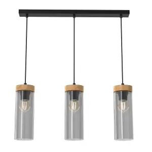 Milagro Elica Hand Made Designer Pendant Lamp With Elegant Smoked Glass Cylindrical Shades