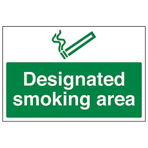 Designated Smoking Area Notice Sign - Adhesive Vinyl - 300x200mm (x3)