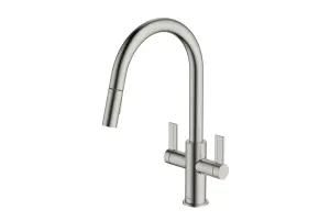 Clearwater Kira C Spout Pull Out With Twin Spray Kitchen  Brushed Nickel - KIR30BN