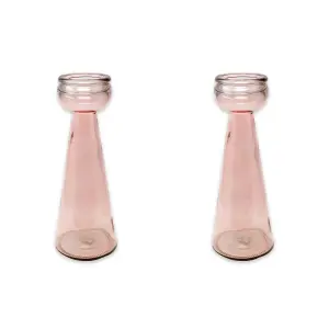 Recycled Glass Pink Set of 2 Home Décor Candle Holders (H) 40cm