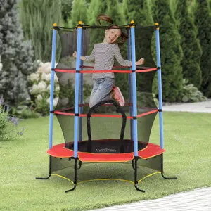 HOMCOM Trampoline for Kids w/Enclosure Net Built-in Zipper 3-10 Year