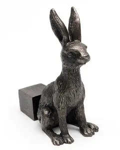 Small Bronze Sitting Hare Plant Pot Feet - Set of 3