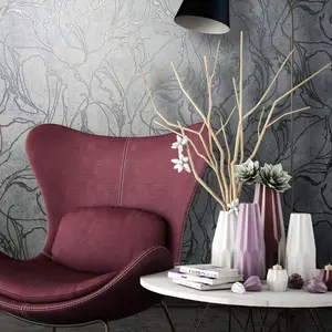 Galerie The New Design Book Textures Metallic Grey Graphic Swirls Wallpaper Roll