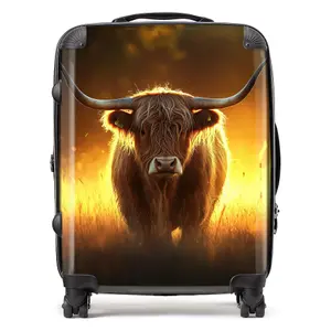 Highland Cow Sunset Suitcase - Large