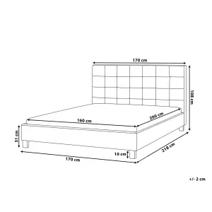 Fabric EU King Size Bed Grey LA ROCHELLE