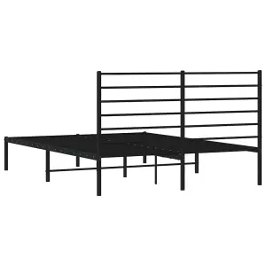 Berkfield Metal Bed Frame with Headboard Black 140x200 cm