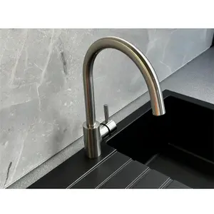 Liquida W06BN Swan Neck Single Lever Monobloc Brushed Nickel Kitchen Mixer Tap