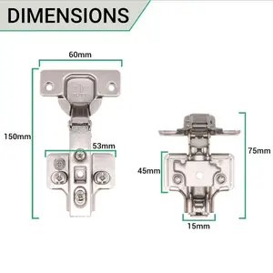 AFIT Full Overlay 110 Degree Sprung Clip-On Kitchen Cabinet Hinge 35mm - c/w Euro Screws - Each