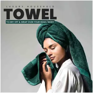 Oziel Terrycloth Bath Towels - Set of 10 Dark Green