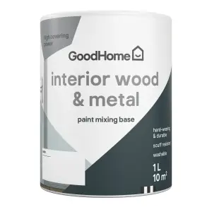 GoodHome Interior Metal & wood Satinwood Emulsion, Base B, 1L