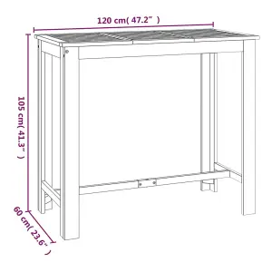 Berkfield Garden Bar Table 120x60x105 cm Solid Wood Acacia