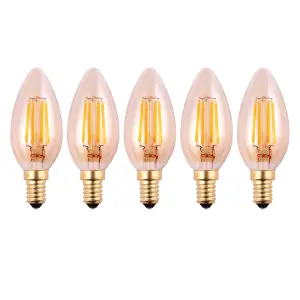 Harper Living 4.5 Watts E14 LED Bulb Amber Candle Warm White Dimmable, Pack of 5