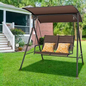 Costway 2 Seat Outdoor Porch Swing Chair Swing Glider for Yard Patio Garden