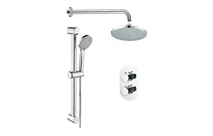 Aquarius Modern Round Shower Bundle with Riser Chrome AQBND0118