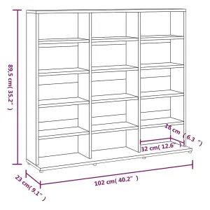 vidaXL CD Cabinet Grey Sonoma 102x23x89.5 cm Engineered Wood