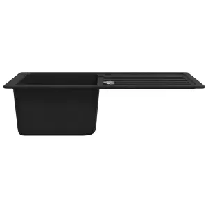 Granite Kitchen Sink Single Basin with Drainer Reversible Black