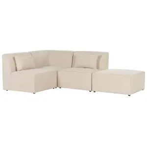 Right Hand 3 Seater Modular Jumbo Cord Corner Sofa with Ottoman Beige LEMVIG