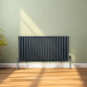 Oval Column Radiator & Valves - 600mm x 1200mm - Anthracite Grey