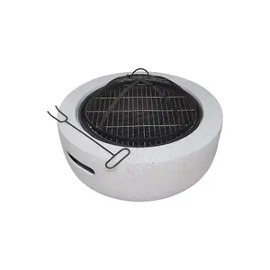 Field & Flame Dahlia Wood Burning BBQ Fire Pit in Concrete Grey 26745