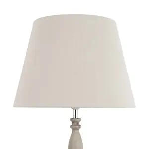 First Choice Lighting Grey Wash Wood Effect 59cm Table Lamp with And Grey Cotton Shade