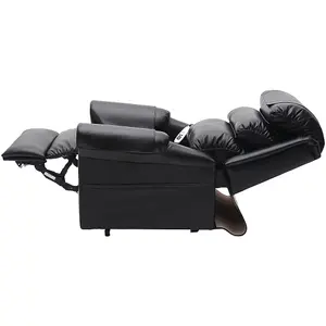 Dual Motor Rise and Recline Armchair - Waterfall Pillow - Black PU Leather