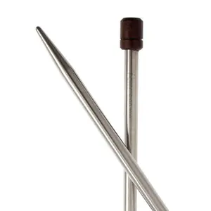 S/S KP RWK 35CMX6.00 - Knitting Pins: Single-Ended: Stainless Steel with Rosewood Knob: Elan: 35cm x 6.00mm - Pony