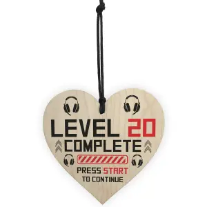 Red Ocean 20th Birthday Gamer Gift Wooden Heart Novelty 20th Birthday Gifts For Son Brother