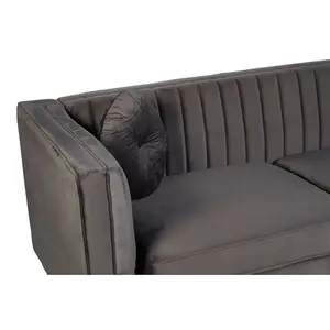 Interiors by Premier Farah 3 Seat Grey Velvet Sofa