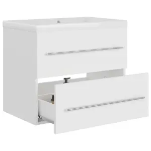 Berkfield Sink Cabinet with Built-in Basin White Engineered Wood