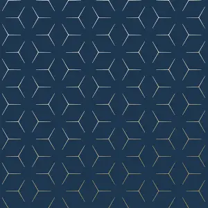 World of Wallpaper Metro Illusion Geometric Wallpaper Navy/Gold (A362.AG-BUR)