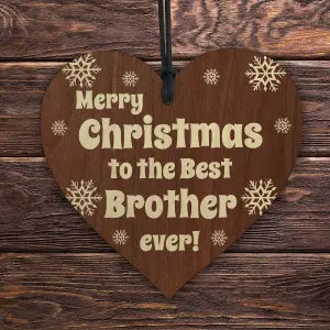 Red Ocean Brother Christmas Wooden Heart Gift From Sister, Hanging Tree Decoration Gift For Brother, Big Brother Gifts,