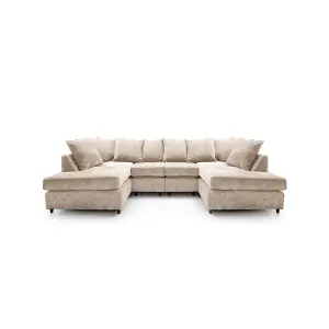 Harriet Plus Crushed Chenille U-Shape Sofa in Cream