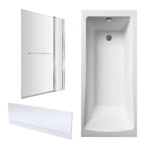 Bath Suite-1700x750mm Square Bath, Front Panel, Square Screen with Fixed Panel