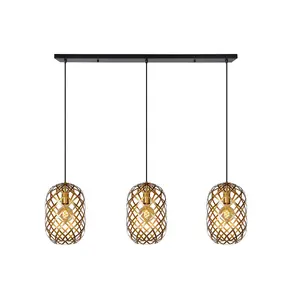 Lucide Wolfram Modern Bar Pendant Light - 3xE27 - Matt Gold, Brass