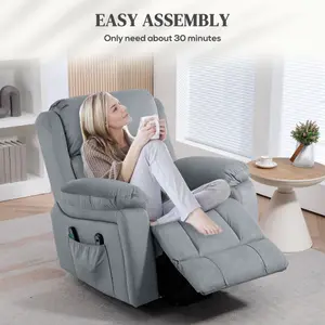 HOMCOM Lift Chair Riser and Recliner Chair with Vibration Massage, Heat, Grey