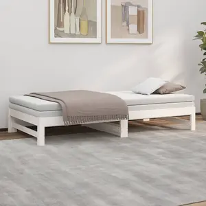 Berkfield Pull-out Day Bed White 2x(100x200) cm Solid Wood Pine