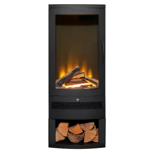 Acantha Horizon Electric Stove with Log Storage in Black