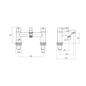 Nes Home Round Shower Mixer With Bath Filler Tap, Handset & Riser Rail Kit