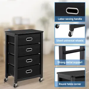 Costway 4 Drawers Bedside Table End Table Mobile Filing Cabinet Side Cabinet w/ Wheels