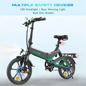 HITWAY E-BIKE For Adults Folding Bicycle 16" City Electric Bike Black