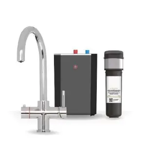 Premium Chrome 3 In 1 Swan Tap With Standard Tank and Water Filter