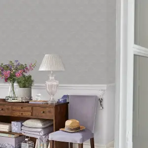 Laura Ashley Coralie Sugared Grey Motif Smooth Wallpaper